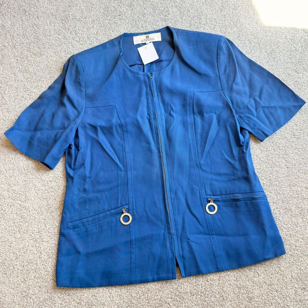 # Vintage Givenchy En Plus Collarless Short-Sleeve Blouse/Blazer Sz 42 or LARGE